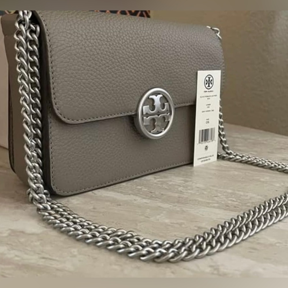NWT Tory Burch Olivia Pebbled Leather Bag (Gray Heron) FINAL PRICE $329
